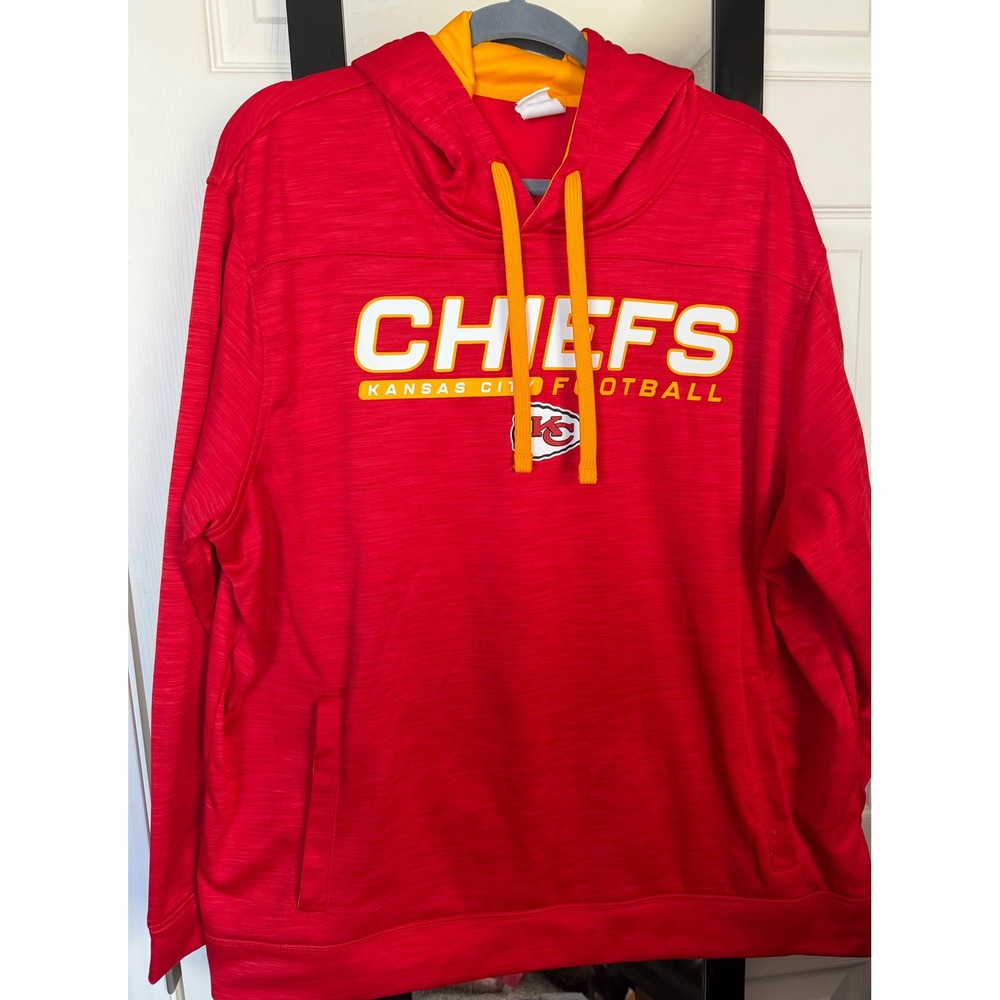 NFL Team Apparel Kansas City Chiefs Hoodie Mens 2XL Red Gold Football Sweatshirt